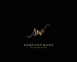 Initial SW beauty monogram and elegant logo design, handwriting logo of initial signature, wedding, fashion, floral and botanical with creative template. vector