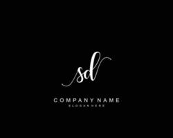 Initial SD beauty monogram and elegant logo design, handwriting logo of initial signature, wedding, fashion, floral and botanical with creative template. vector
