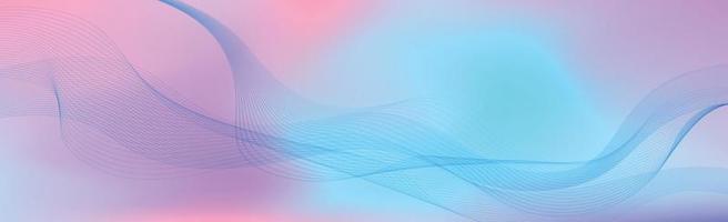 Panoramic colorful abstract stylish multi background with wavy lines - Vector