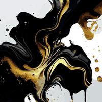 Marble texture design, colorful black gold marble surface, curved lines, bright abstract background design - Vector