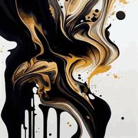 Marble texture design, colorful black gold marble surface, curved lines, bright abstract background design - Vector