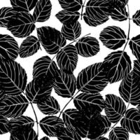 Foliage silhouette, leaves flora seamless pattern vector