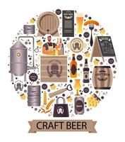 Craft beer made in premium brewery circle banner vector