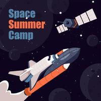 Summer outer space camp, training for astronauts vector