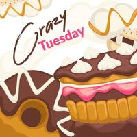 Crazy tuesday, promotion banner sale in bakery vector