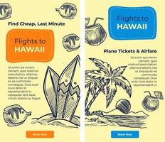 Flights to Hawaii, plane tickets last minute web vector