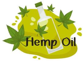 Hemp oil, organic oily liquid with antioxidants vector