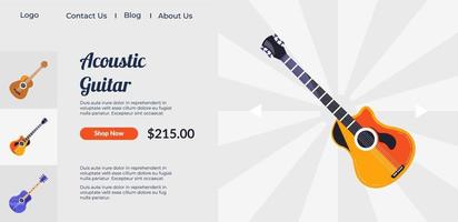 Acoustic guitar, buying musical instrument online vector