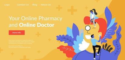 Online Pharmacy and doctor consultation website vector