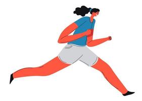 mujer corriendo, chica corredora preparándose para el maratón vector