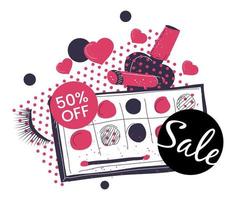 Decorative cosmetic sale and discounts on makeup vector