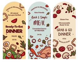 Quick and simple meal, grab and go dinner banner vector