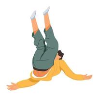 Man falling down, lying on ground in pain vector
