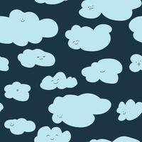 Cloud character with smiling face seamless pattern vector