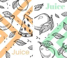 Fresh juice or smoothie, watermelon and pears vector