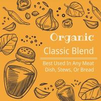 Organic seasoning, classic blend of spices vector