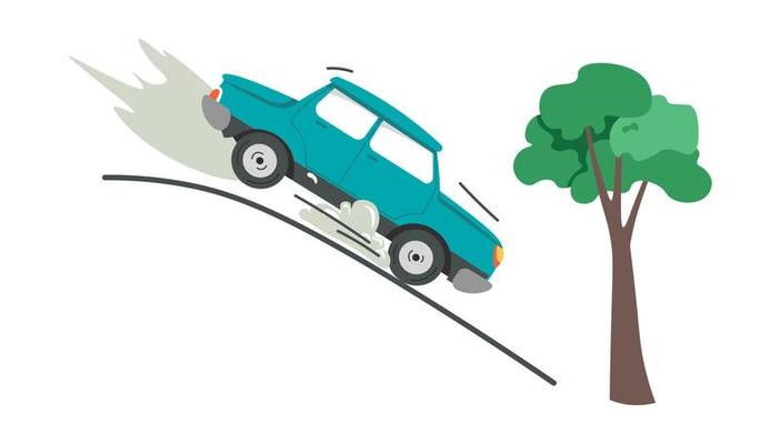 Car broke down on hill, traffic accident or crash