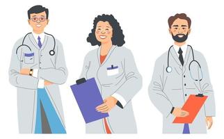 Doctors or practitioners, therapists with docs vector