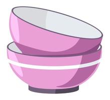 Cups or plates, empty dishes kitchenware vector