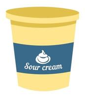 Sour cream, dairy product for cooking in package vector