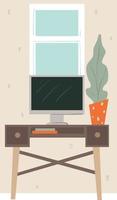 Working space in office or home interior design vector