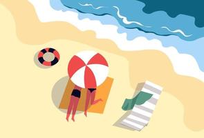 Summer beach vacation and relax by seaside vector