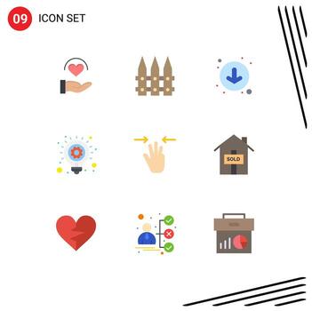 9 Thematic Vector Flat Colors and Editable Symbols of mobile gestures arrows business idea idea Editable Vector Design Elements