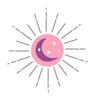 sol y luz de la luna, icono de unidad de símbolo mágico vector