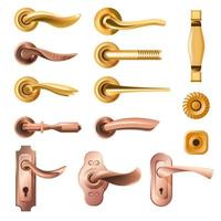 Door knobs and handles, accessories variety set vector