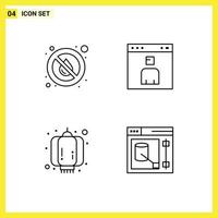 Set of 4 Modern UI Icons Symbols Signs for drop people water browser chinese Editable Vector Design Elements