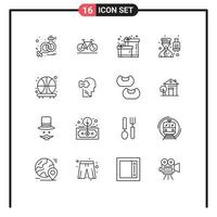 Set of 16 Commercial Outlines pack for shot backboard box service hotel Editable Vector Design Elements