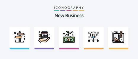 paquete de 5 íconos llenos de nueva línea de negocios que incluye . negocio . compras. caja . cohete. diseño de iconos creativos vector