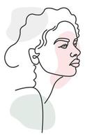 Line art female character portrait, minimalist vector