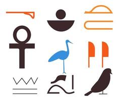 Egyptian hieroglyphs, ancient written language vector