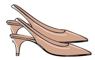 Slingback shoes on kitten heel, women footwear vector