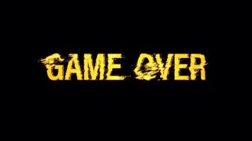 3D animation of Game Over glow glitch text video