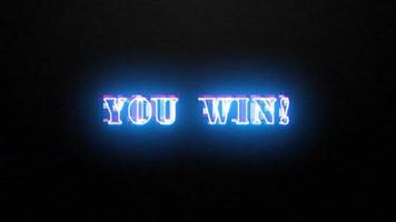 You Win glitch neon blue text effect background