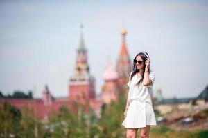 Happy young urban woman enjoy his break in the city photo