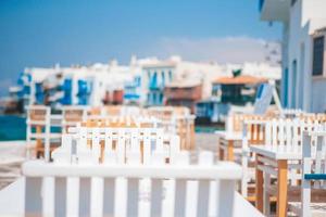 Summer empty open air luxury restaraunt at exotic hotel photo