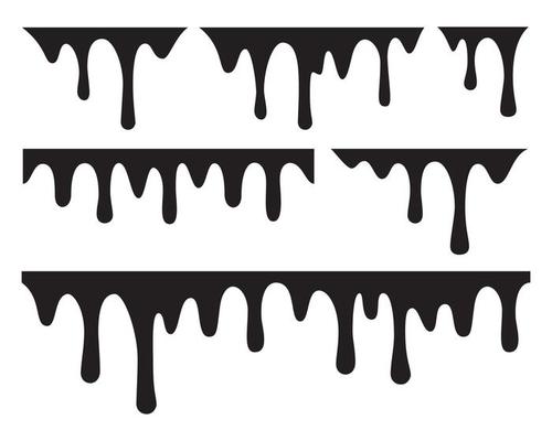 Set of a black paint drops seamless pattern
