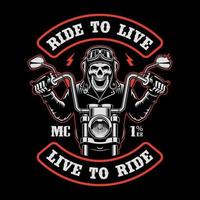 Biker patch with a skull in a helmet vector