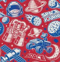 Space seamless pattern in retro style vector