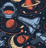 Vintage space seamless background vector
