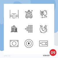 Pictogram Set of 9 Simple Outlines of real estate business cancer buildings skyscraper Editable Vector Design Elements