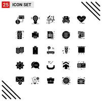 Solid Glyph Pack of 25 Universal Symbols of slash no setting disabled painting Editable Vector Design Elements