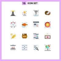 Group of 16 Flat Colors Signs and Symbols for timekeeper alarm wedding food ui Editable Pack of Creative Vector Design Elements