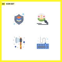 User Interface Pack of 4 Basic Flat Icons of brain axe shield profile tomahawk Editable Vector Design Elements