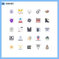 Pack of 25 Modern Flat Colors Signs and Symbols for Web Print Media such as celebration setting computer gears pc Editable Vector Design Elements