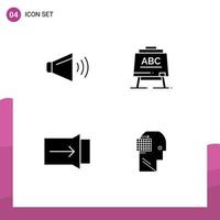 Pack of 4 creative Solid Glyphs of sound slide on abc user Editable Vector Design Elements