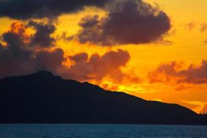 Amazing colorful sunset in Seychelles photo